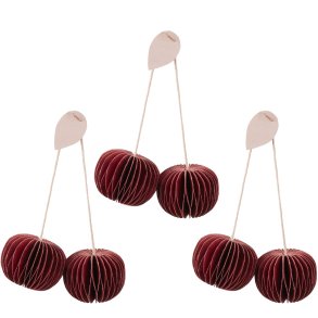 Broste Copenhagen Cherry Ornament 3er Set, Pompeian Red