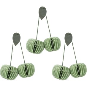 Broste Copenhagen Cherry Ornament 3er Set, Light Green