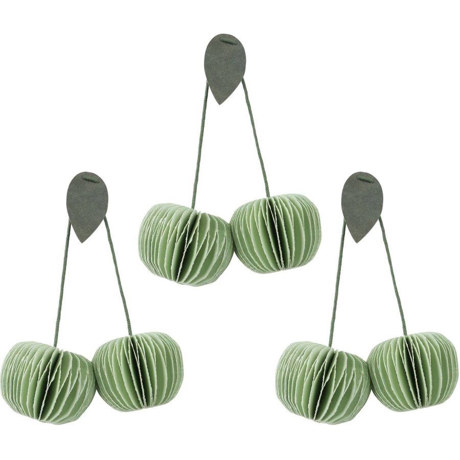 Broste Copenhagen Cherry Ornament 3er Set, Light Green