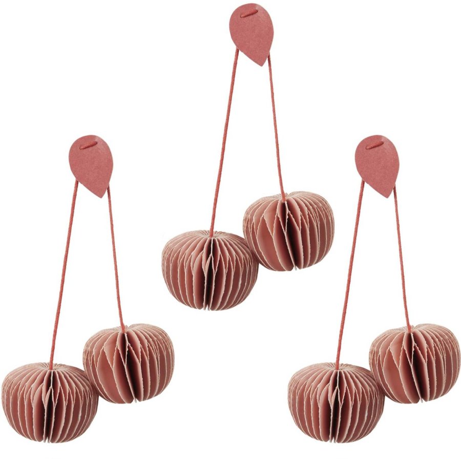 Broste Copenhagen Cherry Ornament 3er Set, Dusty Pink