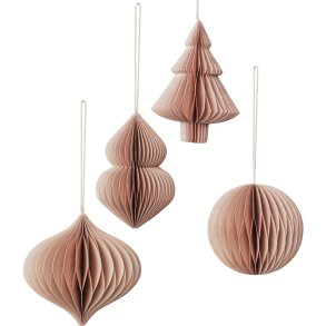 Broste Copenhagen Christmas Mix Ornament 4er Set 9 cm, Dusty Pink