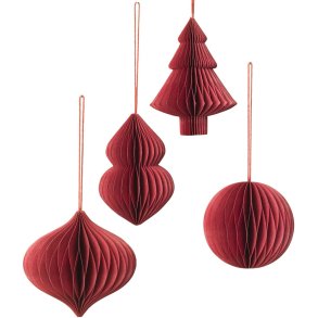 Broste Copenhagen Christmas Mix Ornament 4er Set 9 cm, Pompeian Red