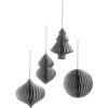 Broste Copenhagen Christmas Mix Ornament 4er Set 9 cm, Silber