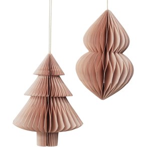 Broste Copenhagen Christmas Mix Ornament Weihnachtsbaum 2er Set 13 cm, Dusty Pink