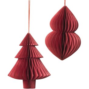 Broste Copenhagen Christmas Mix Ornament Weihnachtsbaum 2er Set 13 cm, Pompeian Red