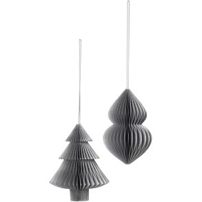 Broste Copenhagen Christmas Mix Ornament Weihnachtsbaum 2er Set 13 cm, Silber
