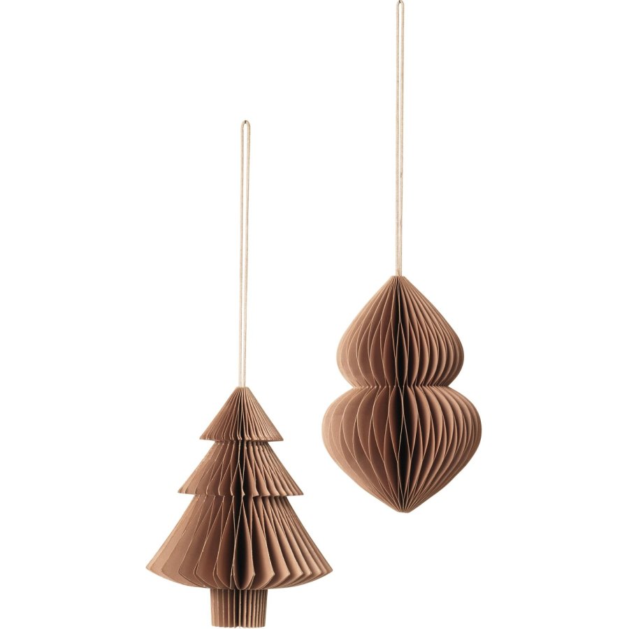 Broste Copenhagen Christmas Mix Ornament Weihnachtsbaum 2er Set 13 cm, Indian Tan