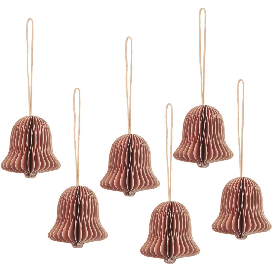 Broste Copenhagen Chime Bell Ornament 6er Set 4,5 cm, Dusty Pink