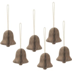 Broste Copenhagen Chime Bell Ornament 6er Set 4,5 cm, Natural Brown
