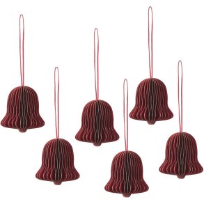 Broste Copenhagen Chime Bell Ornament 6er Set 4,5 cm, Pompeian Red