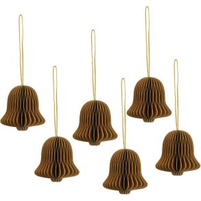 Broste Copenhagen Chime Bell Ornament 6er Set 4,5 cm, Mustard