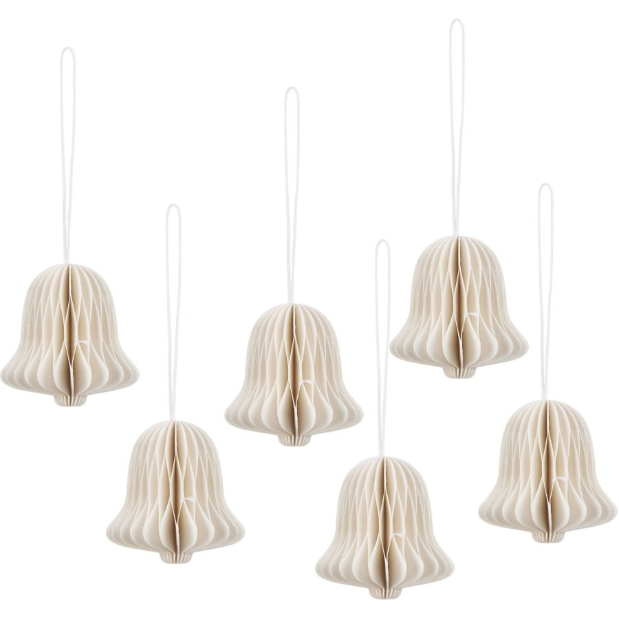 Broste Copenhagen Chime Bell Ornament 6er Set 4,5 cm, Off White