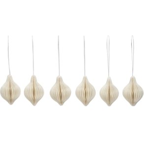 Broste Copenhagen Spira Ornament 6 stk. �3,8 cm, Hvid