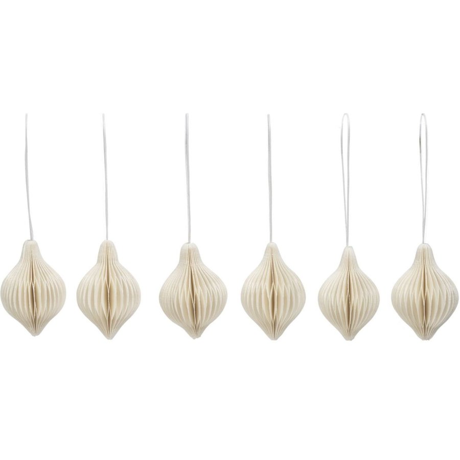 Broste Copenhagen Spira Ornament 6 stk. �3,8 cm, Hvid