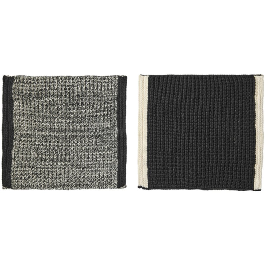 Broste Copenhagen Rigmor Spltuch 2er Set 25x25 cm, Schwarz