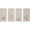 Broste Copenhagen Fryd Stoffserviette 4er Set 45x45 cm, Light Warm Grey/Rot
