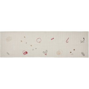 Broste Copenhagen Fryd Tischlufer 140 cm, Light Warm Grey/Rot