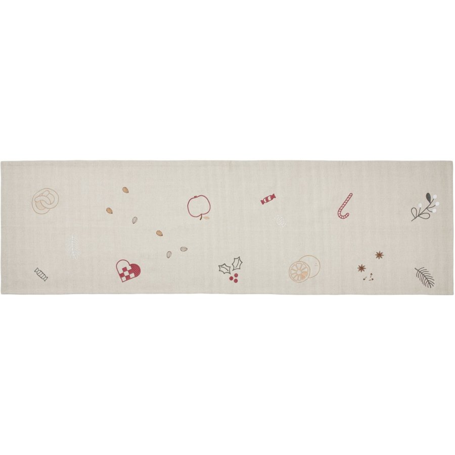 Broste Copenhagen Fryd Tischlufer 140 cm, Light Warm Grey/Rot