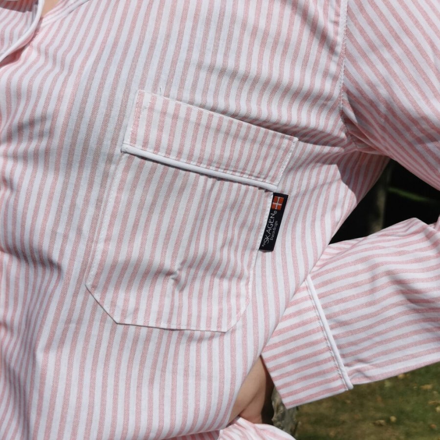 bySKAGEN Pyjama Shirt M, Rosa/Wei