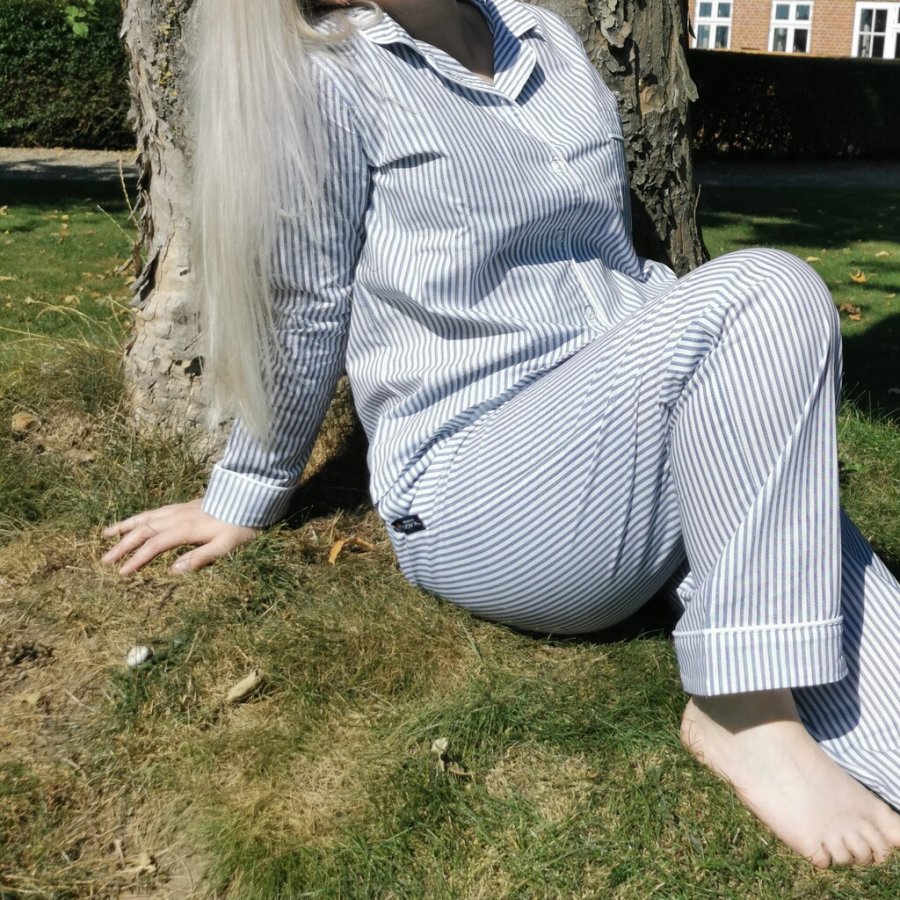 bySKAGEN Pyjamahose XS, Dunkelblau/Wei