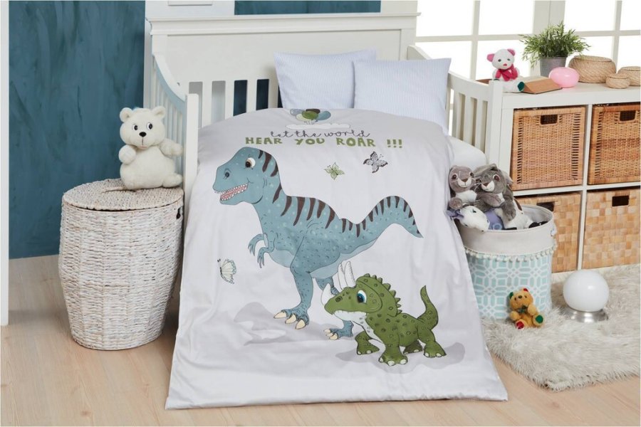 bySKAGEN Juniorsengest Dino 100x140 cm, Grn/Hvid