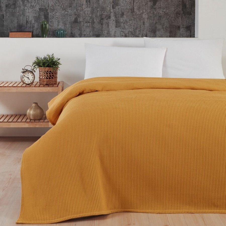 bySKAGEN Waffle Sengetppe 240x260 cm, Karrygul