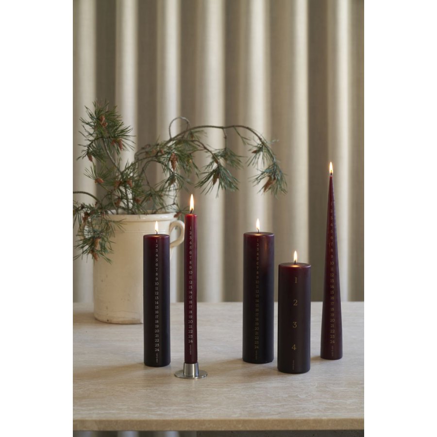 ester & erik Kalenderlys �5/H25 cm, Deep Wine