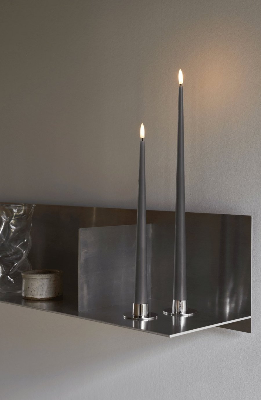 ester & erik Lysestage 2 stk. H2,3 cm, Blank S�lv