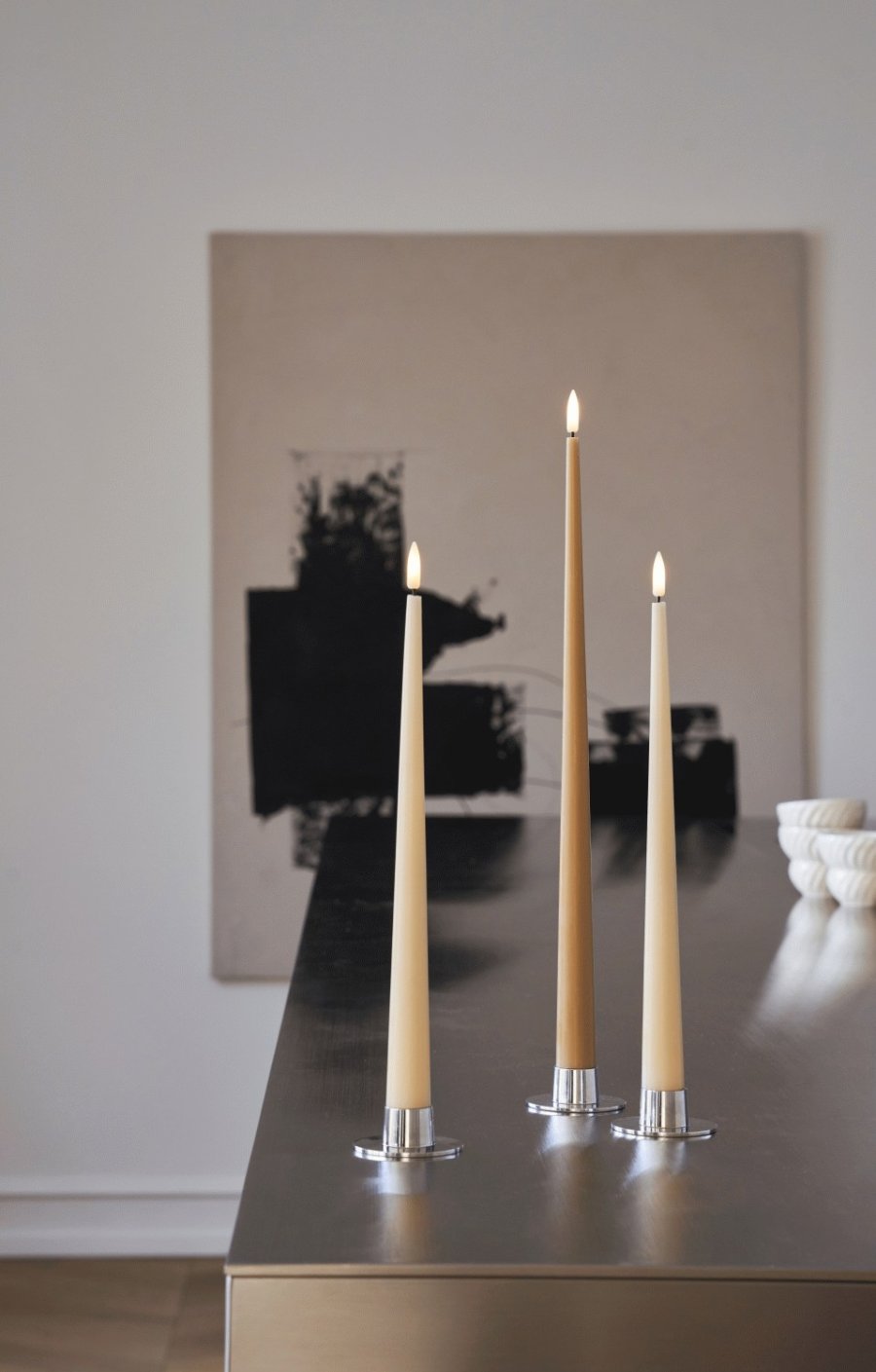 ester & erik Lysestage 2 stk. H2,3 cm, Blank S�lv