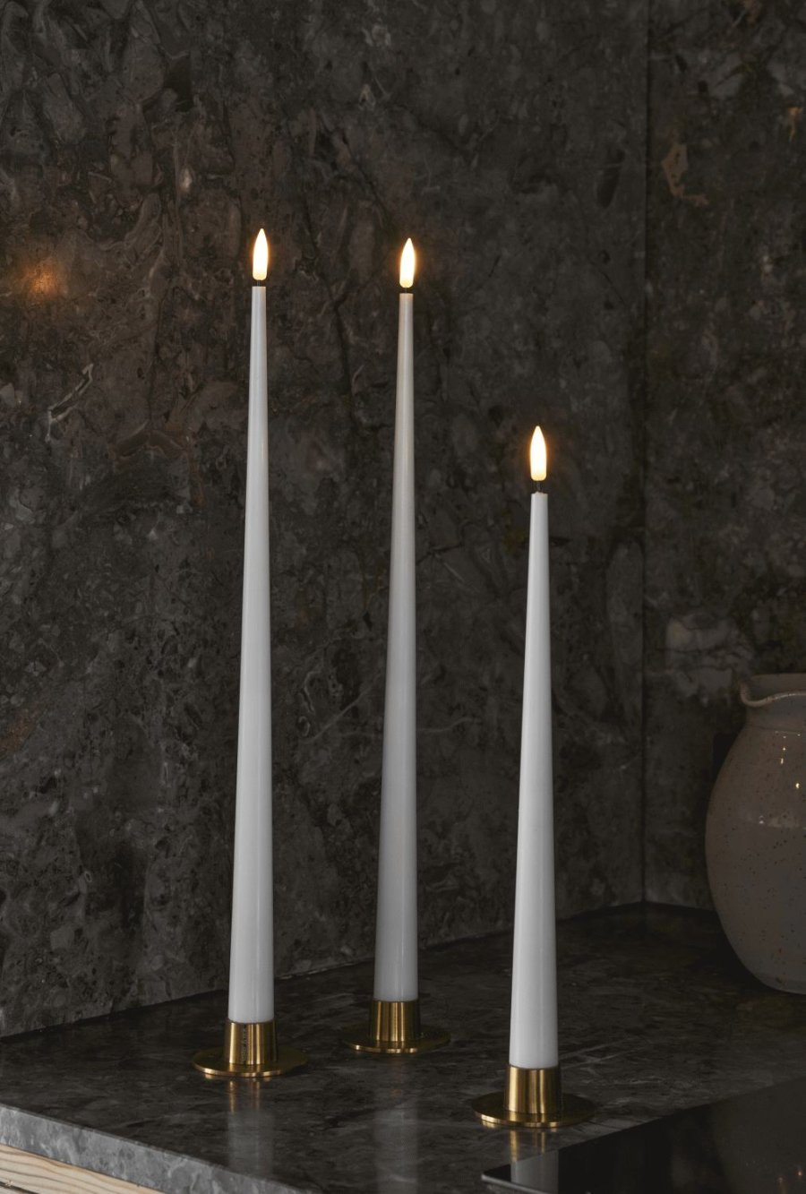 ester & erik Lysestage 2 stk. H2,3 cm, B�rstet Guld