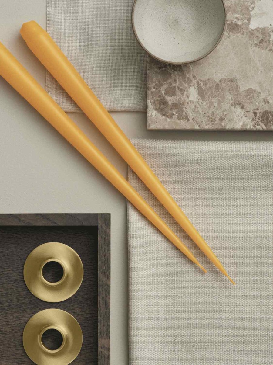 ester & erik Lysestage 2 stk. H2,3 cm, B�rstet Guld