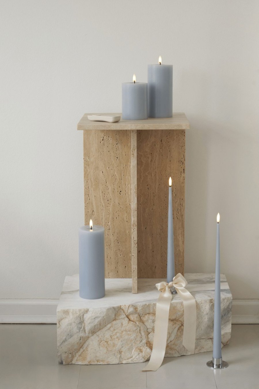 ester & erik Lysestage 2 stk. H2,3 cm, B�rstet S�lv