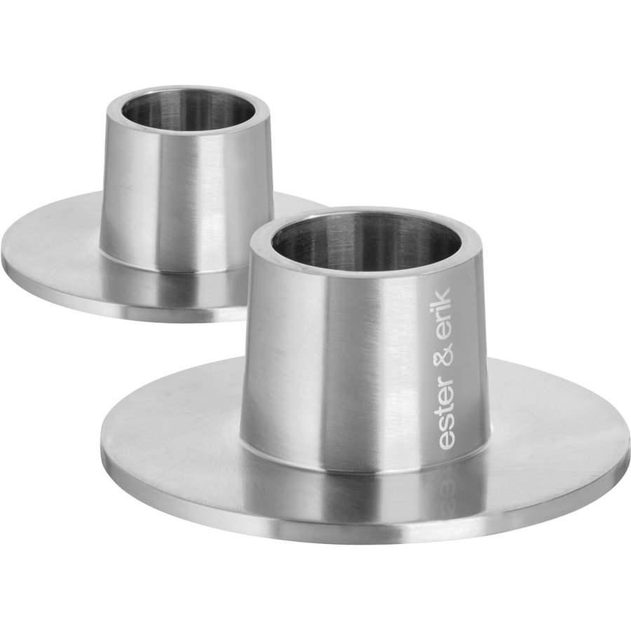 ester & erik Lysestage 2 stk. H2,3 cm, B�rstet S�lv