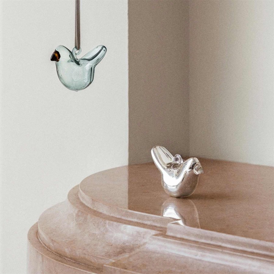 Iittala Oiva Toikka Collection Mini Glasvogel 2025 3er Set, Rot/Blau/Stahl