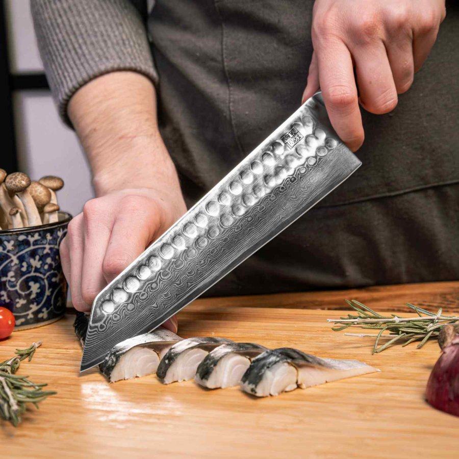 KOTAI Bunka Damascus Kiritsuke Messer 21 cm, Ebenholz