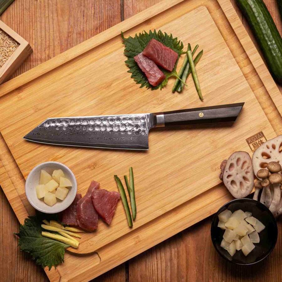 KOTAI Bunka Damascus Santoku Messer 17 cm, Ebenholz