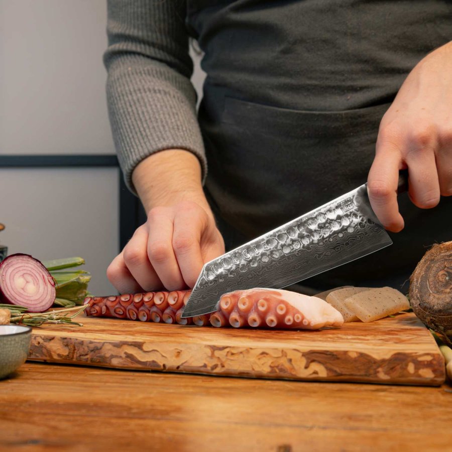 KOTAI Bunka Damascus Santoku Messer 17 cm, Ebenholz