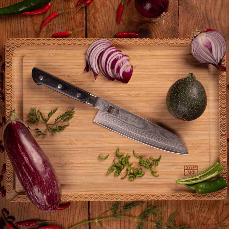 KOTAI Hashi Damascus Santoku Messer 18 cm, Pakka-Baum