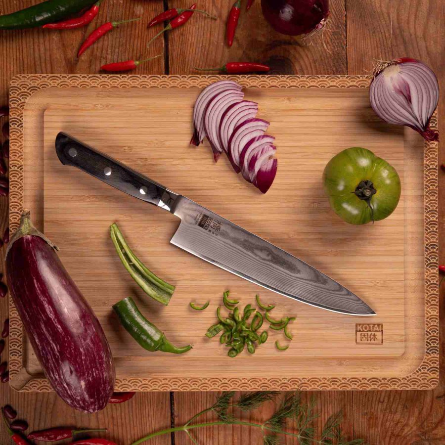 KOTAI Hashi Damascus Gyuto Kochmesser 20 cm, Pakka-Baum