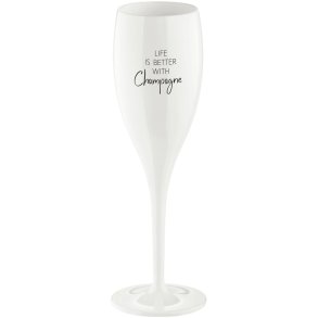 Koziol CHEERS No. 1 Life Is Better With Champagne Champagneglas 10 cl, Cotton White