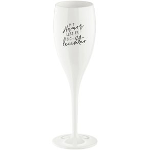 Koziol CHEERS No. 1 Mit Humor Lebt Es Sich Leichter Champagneglas 10 cl, Cotton White