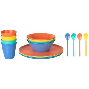 Koziol NORA LOLLIPOP Geschirrset 16-teilig, Krftiges Blau/Koralle/Grn/Gelb