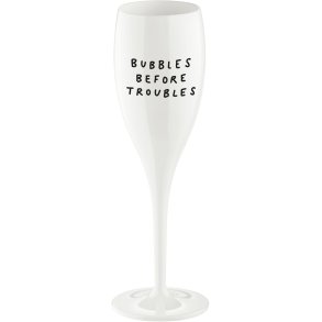 Koziol CHEERS No. 1 BUBBLES BEFORE TROUBLES Champagneglas 10 cl, Cotton White