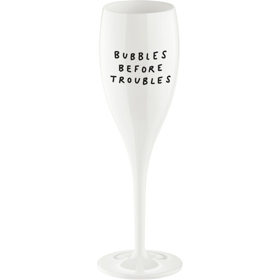 Koziol CHEERS No. 1 BUBBLES BEFORE TROUBLES Champagneglas 10 cl, Cotton White