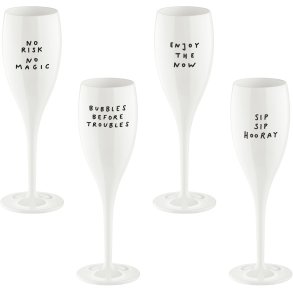 Koziol CHEERS No.1 SAY IT IN STYLE Champagneglas 4-delige set 10 cl, Cotton White