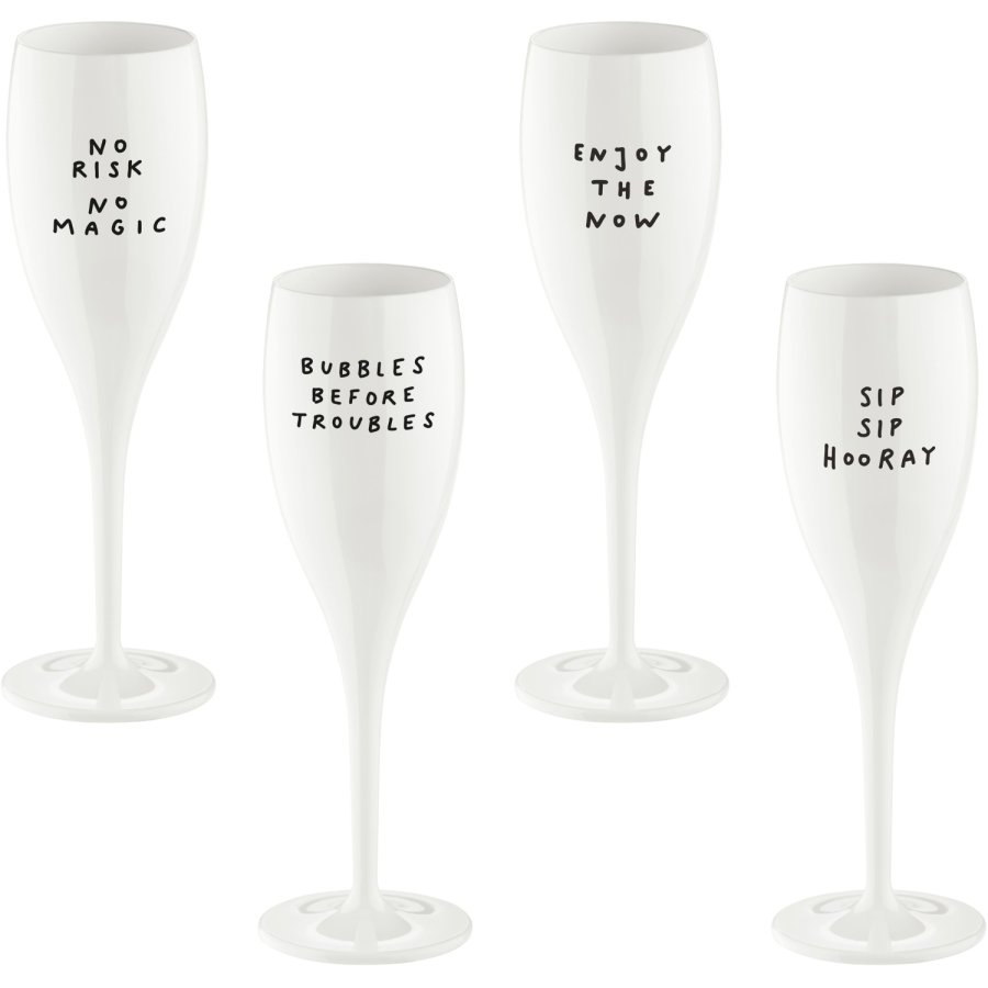 Koziol CHEERS No.1 SAY IT IN STYLE Champagneglas 4-delige set 10 cl, Cotton White
