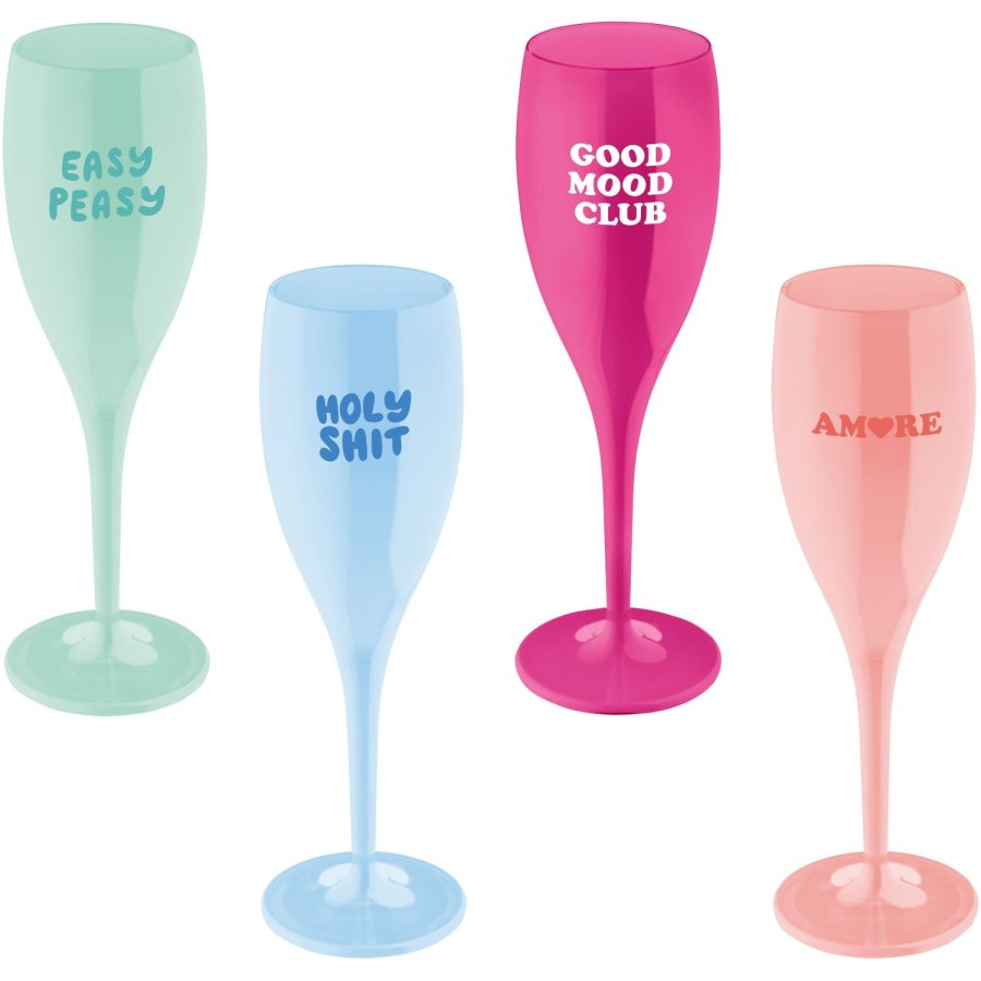 Koziol CHEERS No.1 COLOR UP Champagneglas 4-delige set 10 cl, Multi