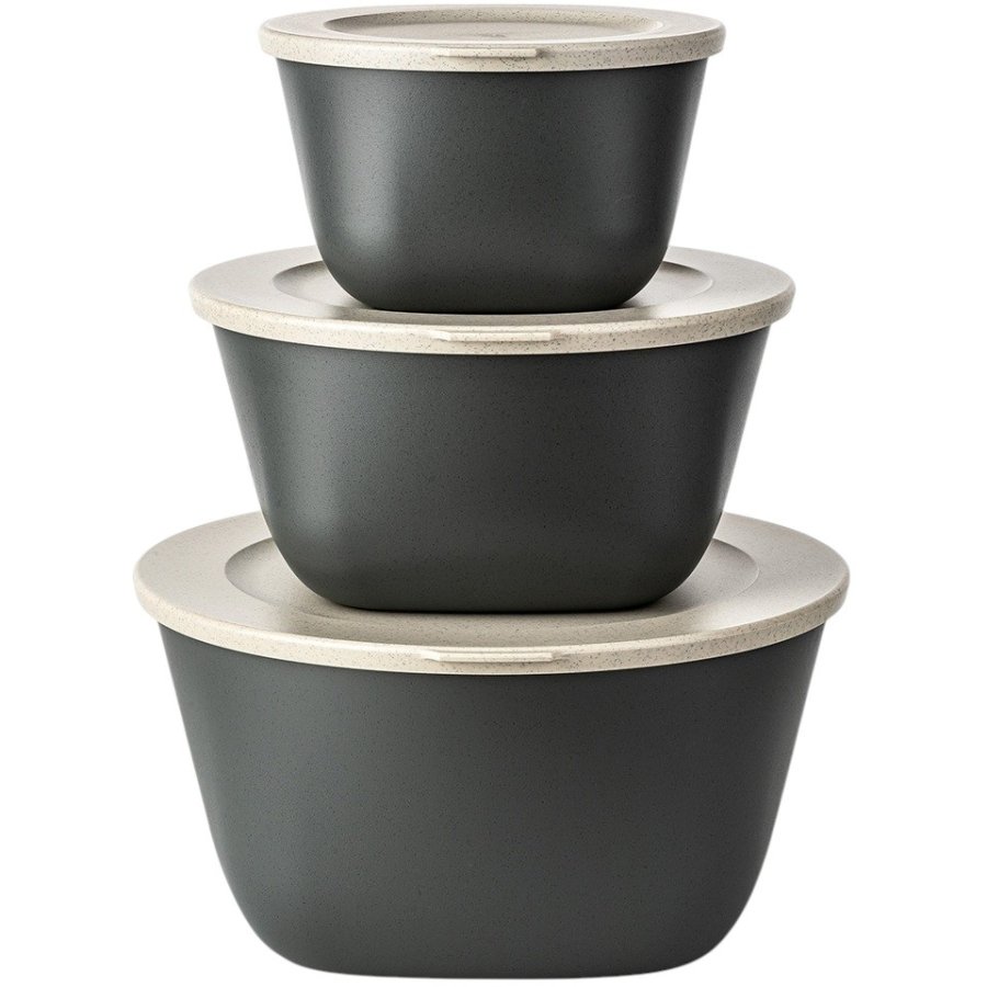 Koziol CONNECT BOX SET STOCKHOLM Aufbewahrungsbox 3er Set, Nature Ash Grey