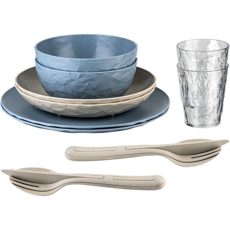 Koziol CLUB SET SKAGEN Tafelservice 10-teilig, Nature Flower Blue