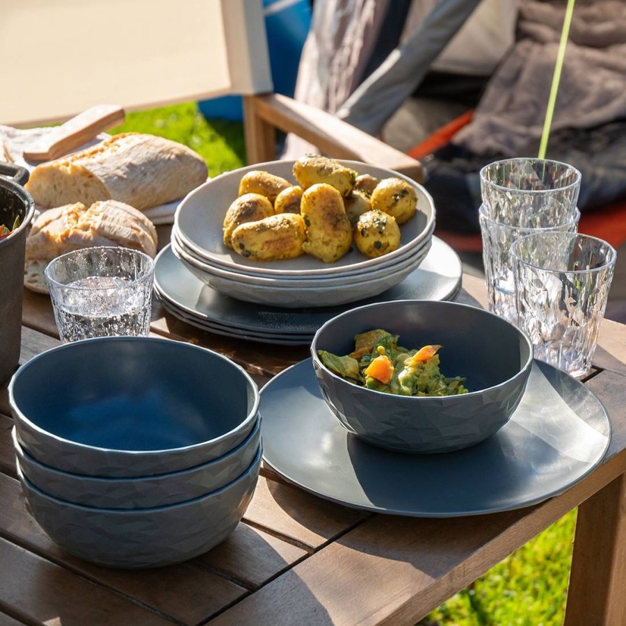 Koziol CLUB SET GTEBORG Tafelservice 16-teilig, Nature Ash Grey/Nature Desert Sand